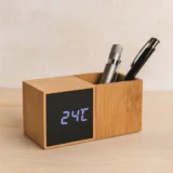 Bamboo table clock with organiser "Bamboo"