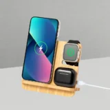 Bamboo wireless charger 15W, phone stand