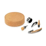 "MORETO" Wood and metal wine set in cork box