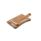 Acacia wood cheese board with two appliances